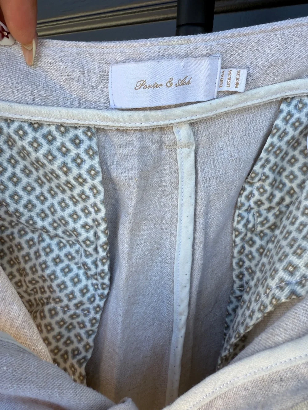 Used! Men's Porter & Ash Linen Blend Pants Size 34 Oatmeal Beige Casual Trousers
